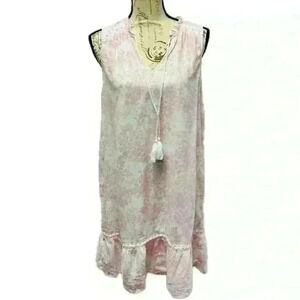 Crown & Ivy Pink Midi Sleeveless Dress with Ruffle Hem Size M